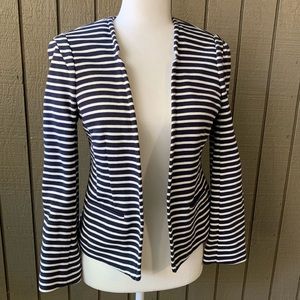 Loft  NWT 100% Cotton Blue Striped Jacket  Blazer Size Small